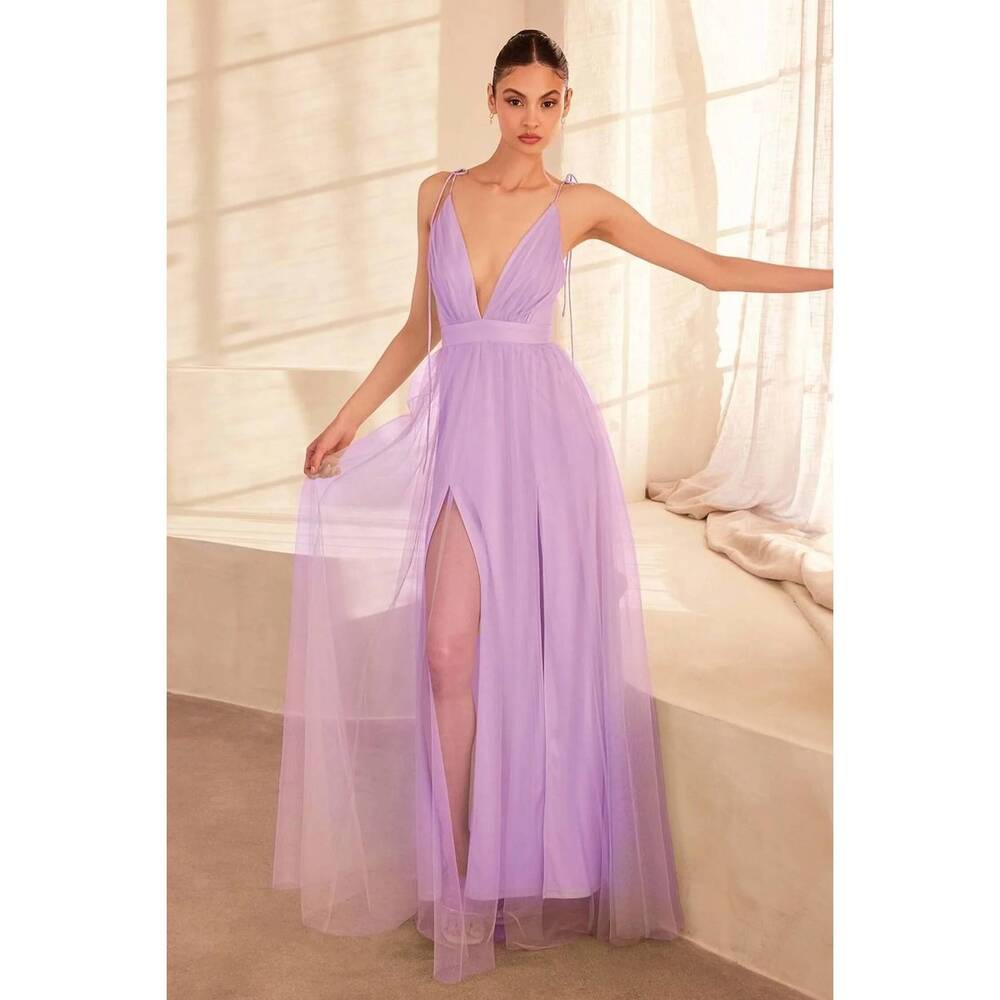NEW CINDERELLA DIVINE flowy tulle a line formal gown in lavender